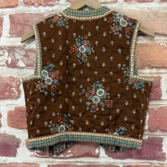 Vintage Suttles And Seawinds Limited Vest Women's L Boho Cottage Floral Quilted - Picture 4 of 10